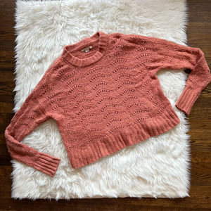 American Eagle Outfitters Womens Pullover Sweater Coral Weave Long Sleeve S